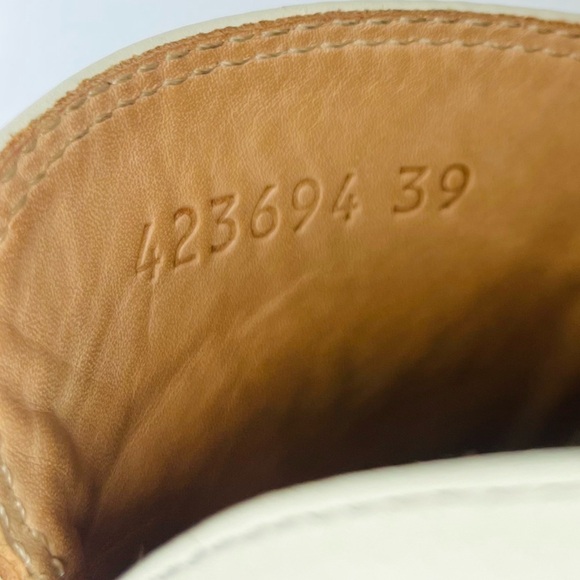 Gucci GG Logo Marmont Red Blue Web Canvas White Leather Mules Loafers EU 39 - Picture 7 of 14